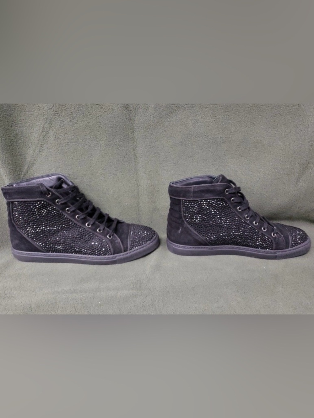 Louis Leeman Black Suede High Top Sneakers with Studded Detail - Picture 3 of 6